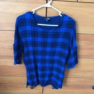 Blue plaid muslin shirt